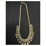 Vtg. Gold Tone Clear Rhinestones Necklace