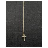 14K Gold Necklace Chain & Diamond Cross Pendant