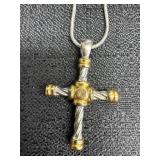 Marked 925 Cross Pendant w/ unmarked necklace