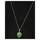 Marked 925 Jade Heart Pendant & 925 Chain
