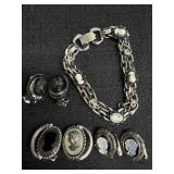 Lady Cameo Clip Earrings & Bracelet