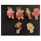 (5) Cabbage Patch kids enamel pins & 1 Charm