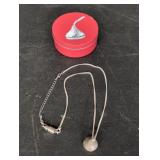 Silver-tone Hershey's Kisses necklace w/ metal