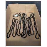 Variety of Black Beaded Necklaces, Bracelet &
