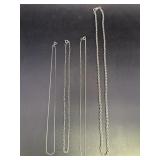 4 silver-tone necklaces, approx 16 & 22in