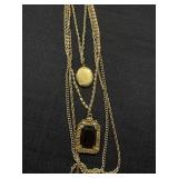 Goldette Locket & Pendant 4 Strand Necklace