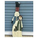 Vtg. Christmas wooden snowman pair decor
