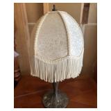 Cast metal table lamp w/victorian bell shade