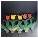(5) Wooden Tulip Yard Stakes