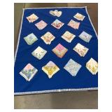 Vtg. Lady Handkerchief Design Lap Quilt-52x42