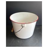 10.5' White w/ Red Trim Enamelware Bucket