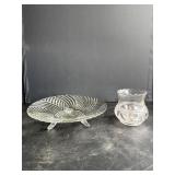 Vtg Anchor Hocking Swirl Bowl & Etched Glass
