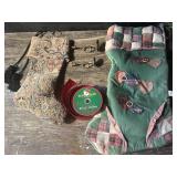 Variety of Christmas things - ribbon, stockings,