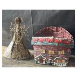 Decorative Christmas Angel & wicker basket