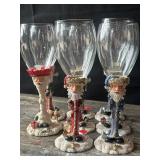 (8) Santa Claus long-stem wine glasses