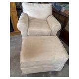 J. Raymond cream arm chair & ottoman