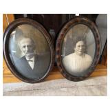 2 antique oval bubble glass Framed Portraits