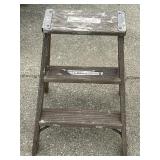 Wooden folding two-step ladder stool