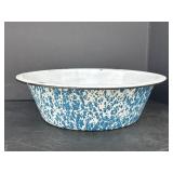 17' Blue & White Splatter Enamelware Basin