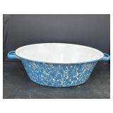 16' Blue & White Swirl Enamelware Basin w/ Handles