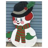 Vtg. Christmas wooden snowman decoration