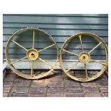 2 yellow painted steel wheels