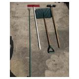 Yard sprinkler, snow shovel, broom, duster