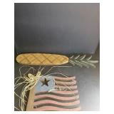 Wooden American Flag & Fruit