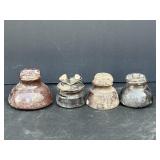4 brown glazed insulators