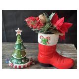 Christmas decor - Santa boot floral decor &