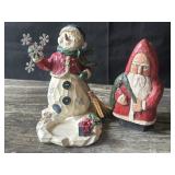 Snowman candle holder & Santa decoration