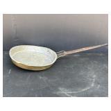 Vtg 12' Brass & Steel Fry pan w/ iron handle