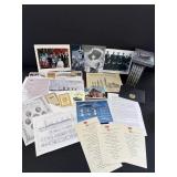Titanic memorabilia including pictures, menus,