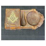 Vtg Syroco wood Masonic Pipe stand