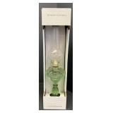 Classic Kerosene Lamp, light green glass base,