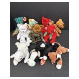 10 Ty Beanie Babies.  3 are missing swing tags