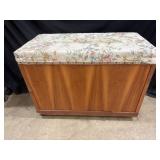 Homemade wooden storage chest on casters