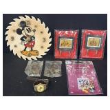 Mickey Mouse key chains, watch, clock, & mini