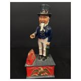 Vtg. Cast Iron Mechanical Uncle Sam Bank