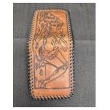 Leather bi-fold wallet w/ Embossed stylized