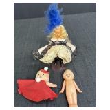 (3) hollow plastic dolls, 3, 4, & 5in