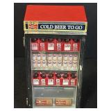 1998 Budweiser metal musical fridge coin bank