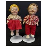 Set of 2 Campbell Soup kids, ceramic like moveable