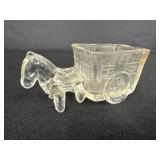 Glass Donkey Pulling Cart Toothpick Holder
