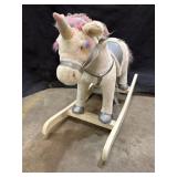 Plush White Unicorn Rocking Horse