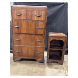 Antique Waterfall 4 Drawer Dresser & Night Stand