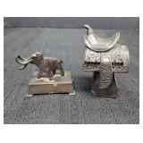 (2) Bronze Pencil Sharpeners Elephant 2in tall