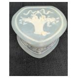 Incolay Stone hinged Trinket box w/ velvet Inlay