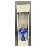 Classic Kerosene Lamp, blue glass base, 17in.,