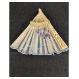 Oriental Fan silk embroidery bakelite w/ gold